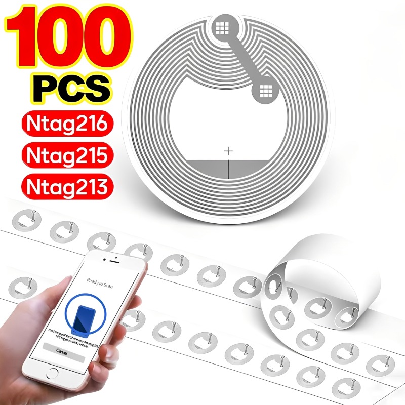Nfc Tag Programmable - 100/5 adet NTAG213/NTAG215/NTAG216 NFC Etiketleri Yapışkanlı