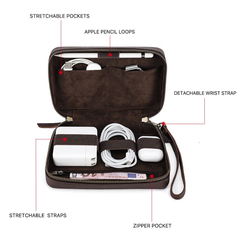 Hakiki deri taşınabilir USB ve - Electronics Gadgets Bag incelemesi ve fiyatı
