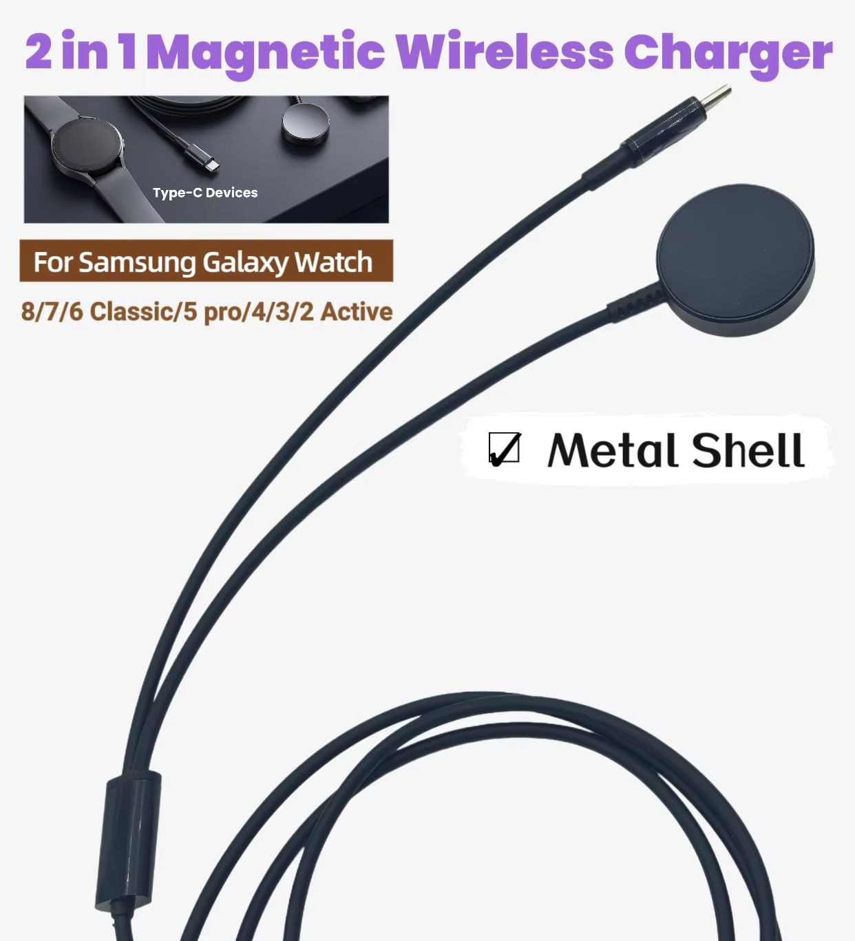 Samsung Galaxy Watch 8/7/6/5/5 - Magnetic Charging Cable incelemesi ve fiyatı
